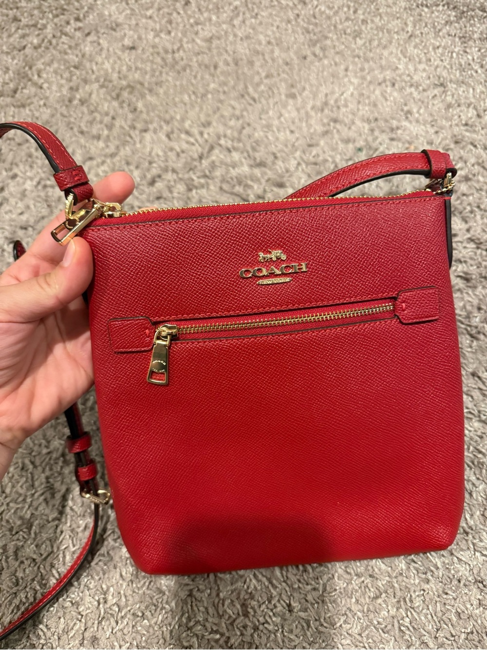 NWOT Coach Mini Rowan File Bag Crossbody Leather Red